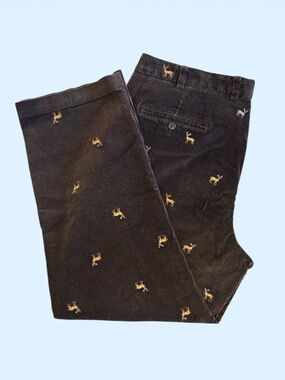 Brooks Brothers Men’s 40x29 Brown Corduroy 'Hudson' Pants Stag Deer